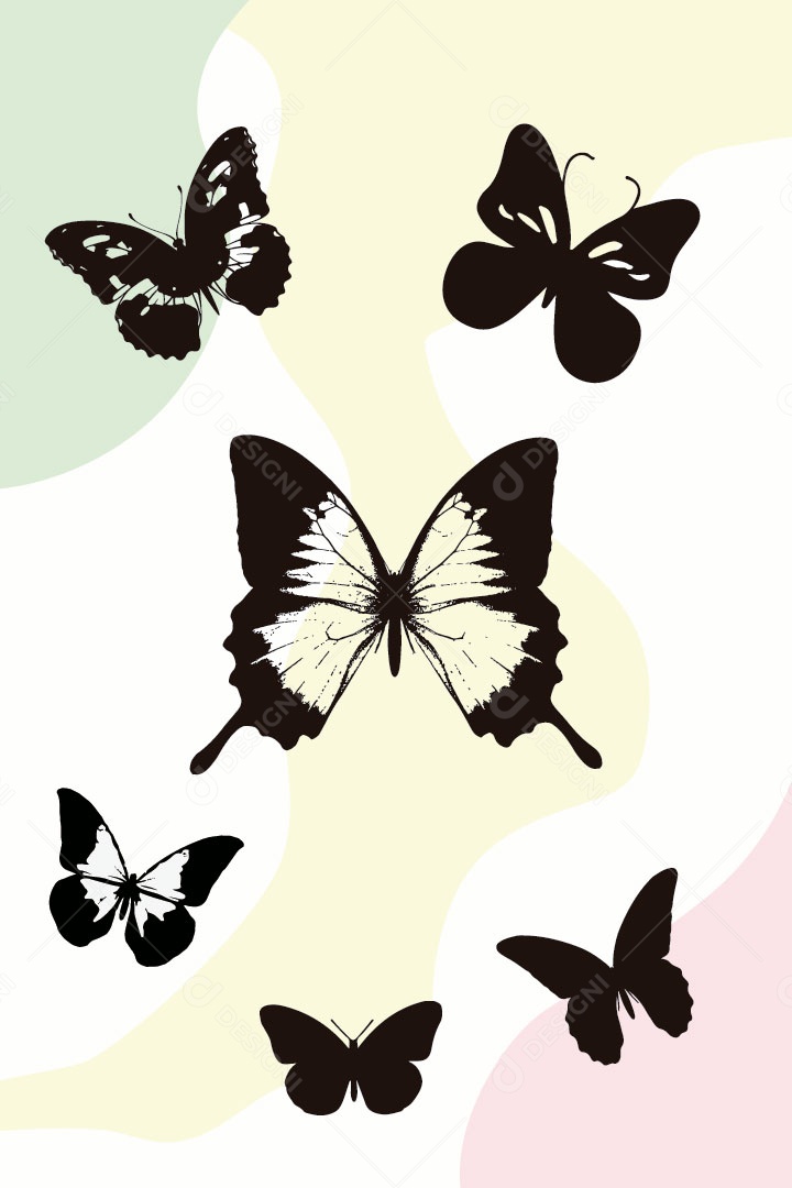 Ilustração de Borboletas Vetor EPS Editável