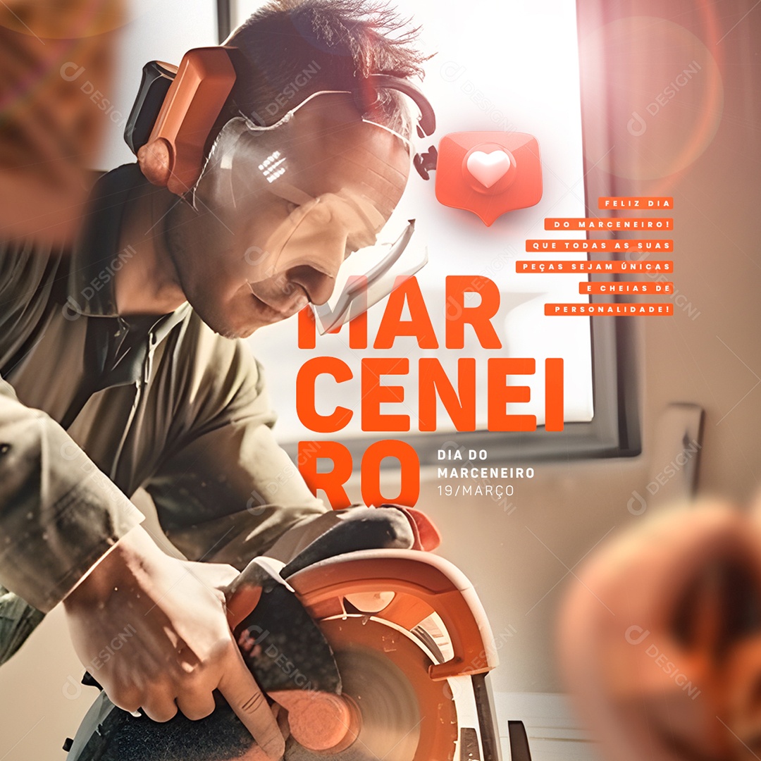 Feliz Dia do Marceneiro Que Todas As Suas Peças Sejam Únicas Social Media PSD Editável