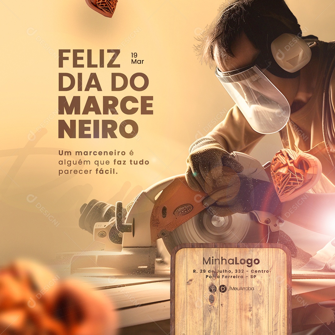 Feliz Dia do Marceneiro 19 De Março Social Media PSD Editável