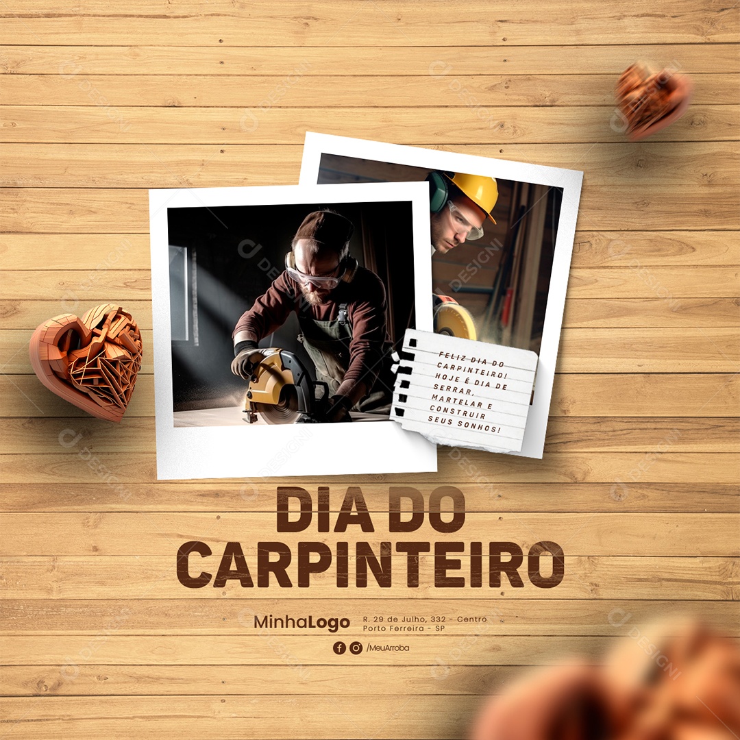 Feliz Dia Do Carpinteiro 19 De Março Social Media PSD Editável