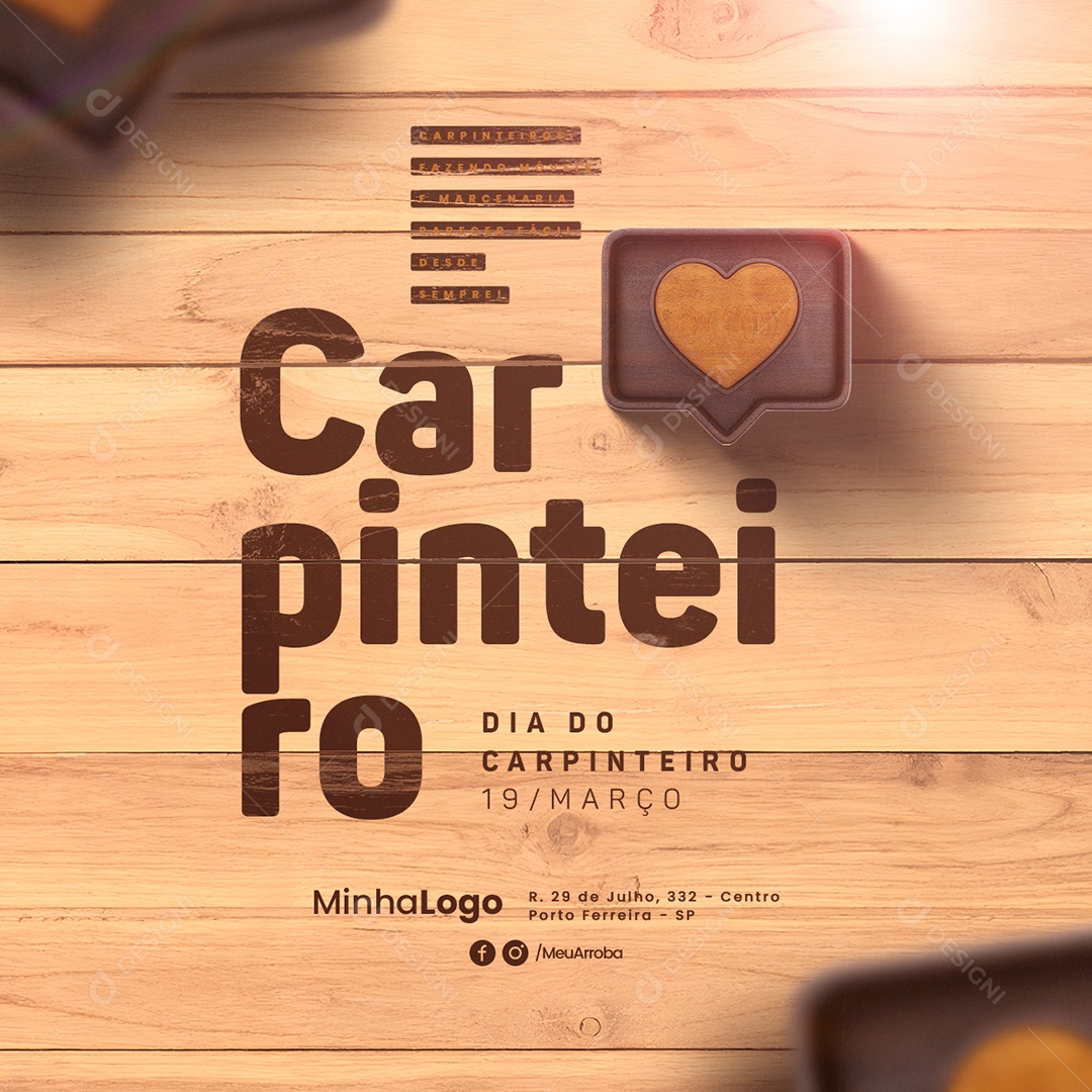 Dia Do Carpinteiro 19 De Março Social Media PSD Editável