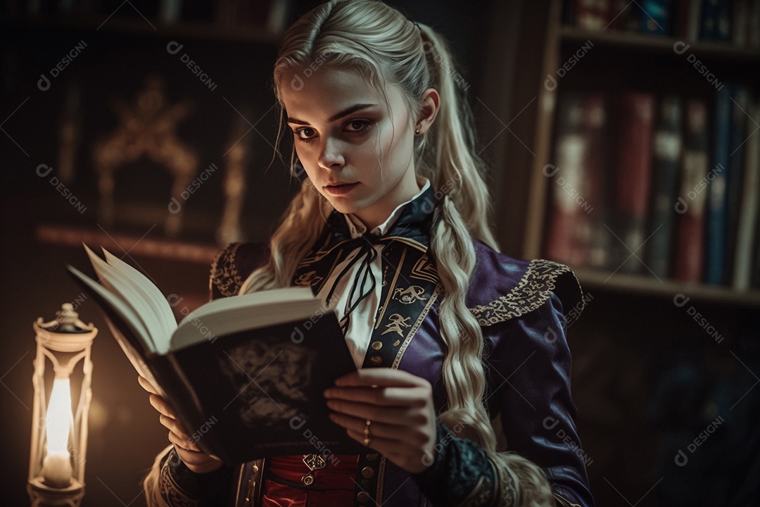 Ilustração de criança lendo livro