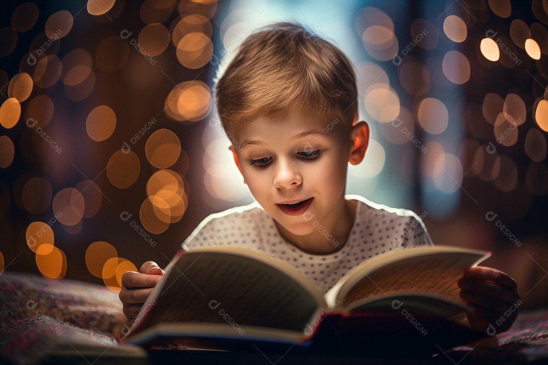 Garoto estudando na biblioteca