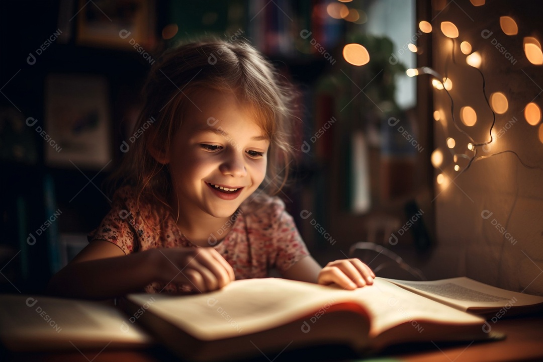 Garota estudando na biblioteca