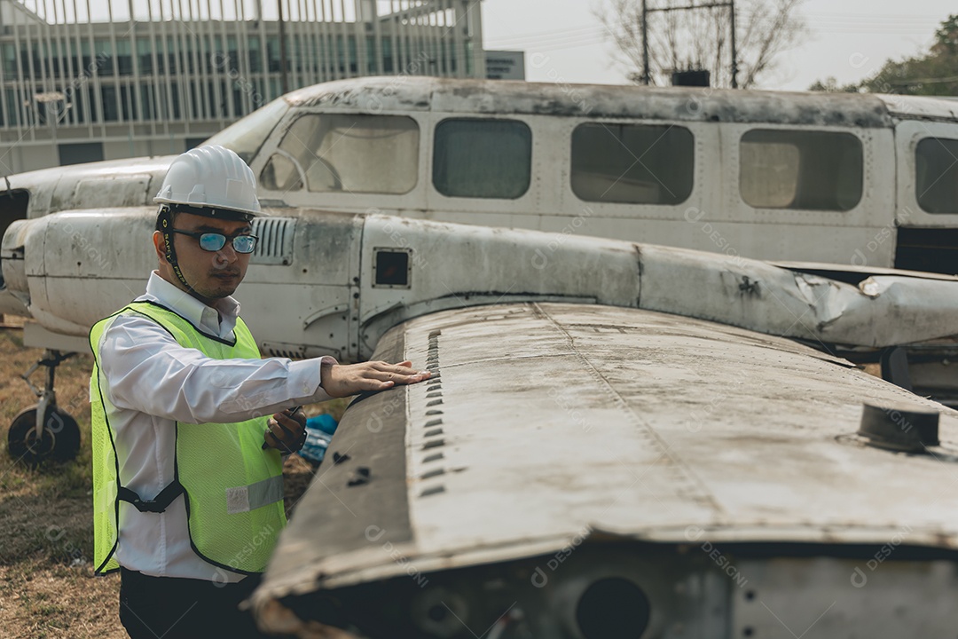 Engenheiro de manutenção de um motor de helicóptero.