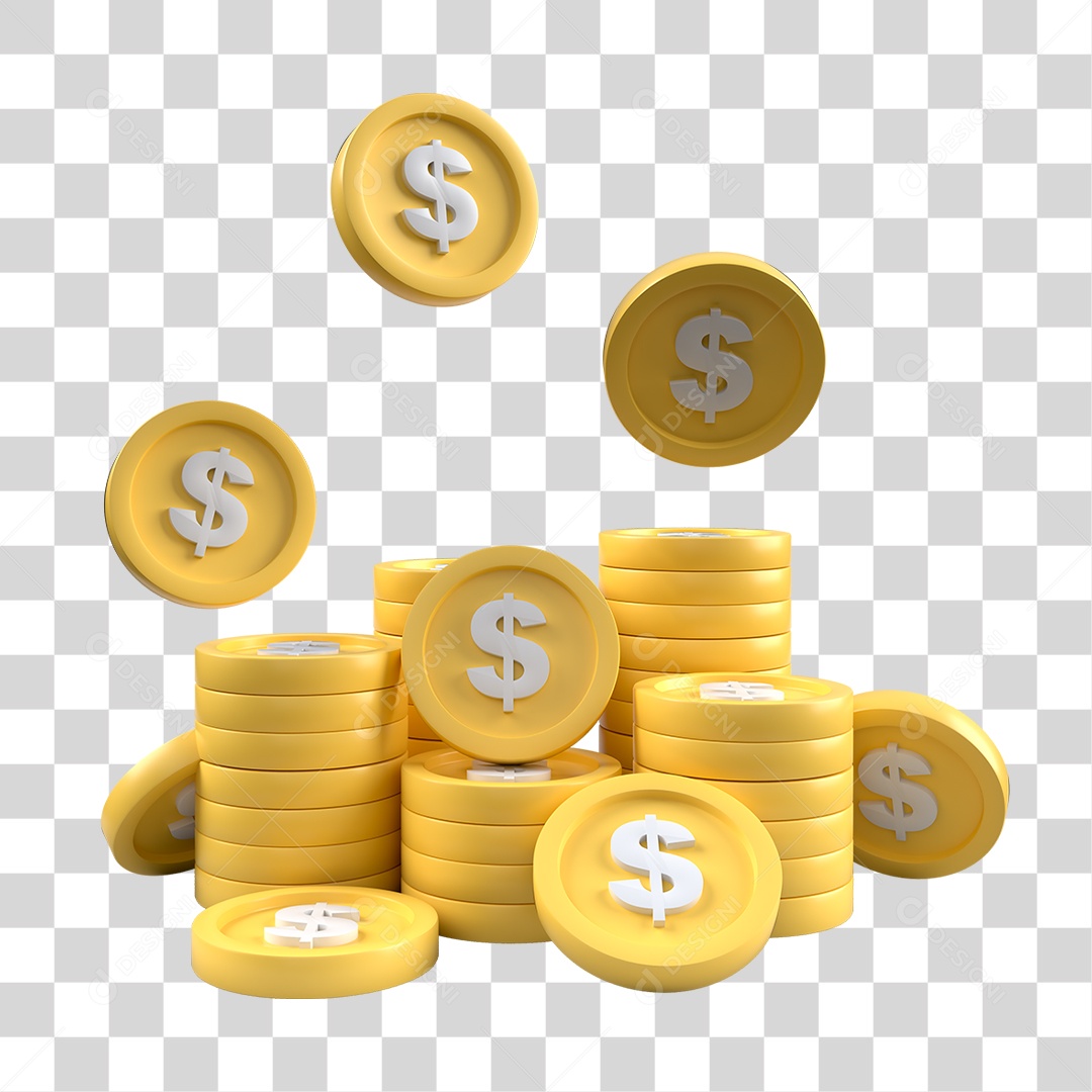 Pilha de Moedas PNG Transparente