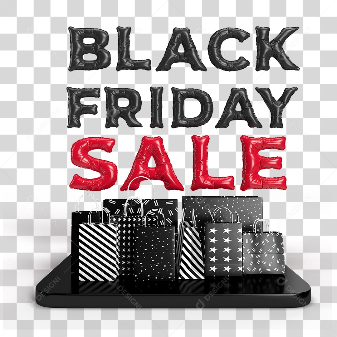 Selo 3D Black Friday Ofertas Sale PNG Transparente