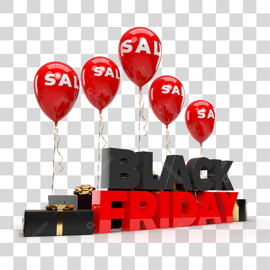 Selo 3D Black Friday PNG Transparente