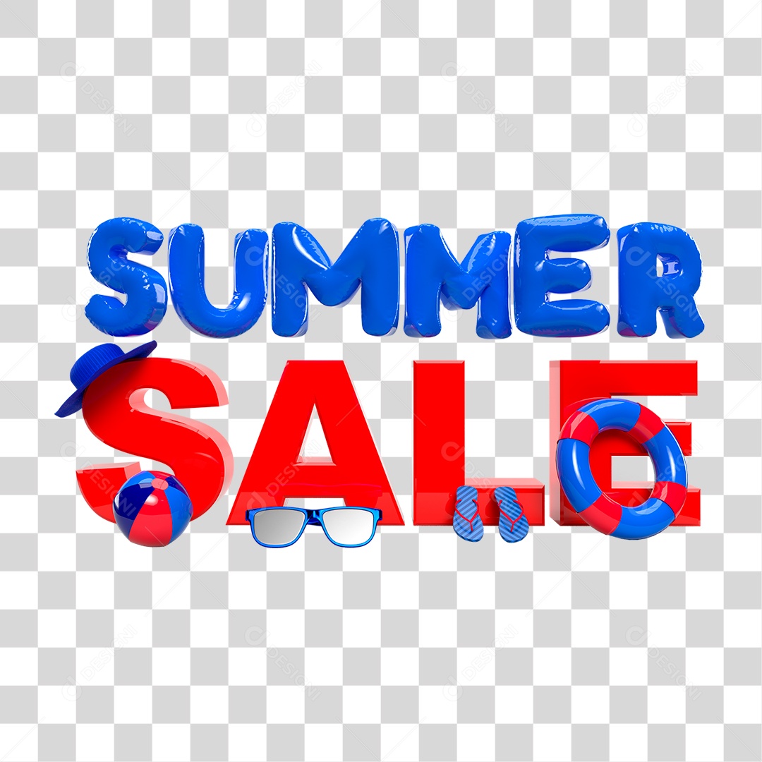 Selo 3D Liquidação de Verão PNG Transparente