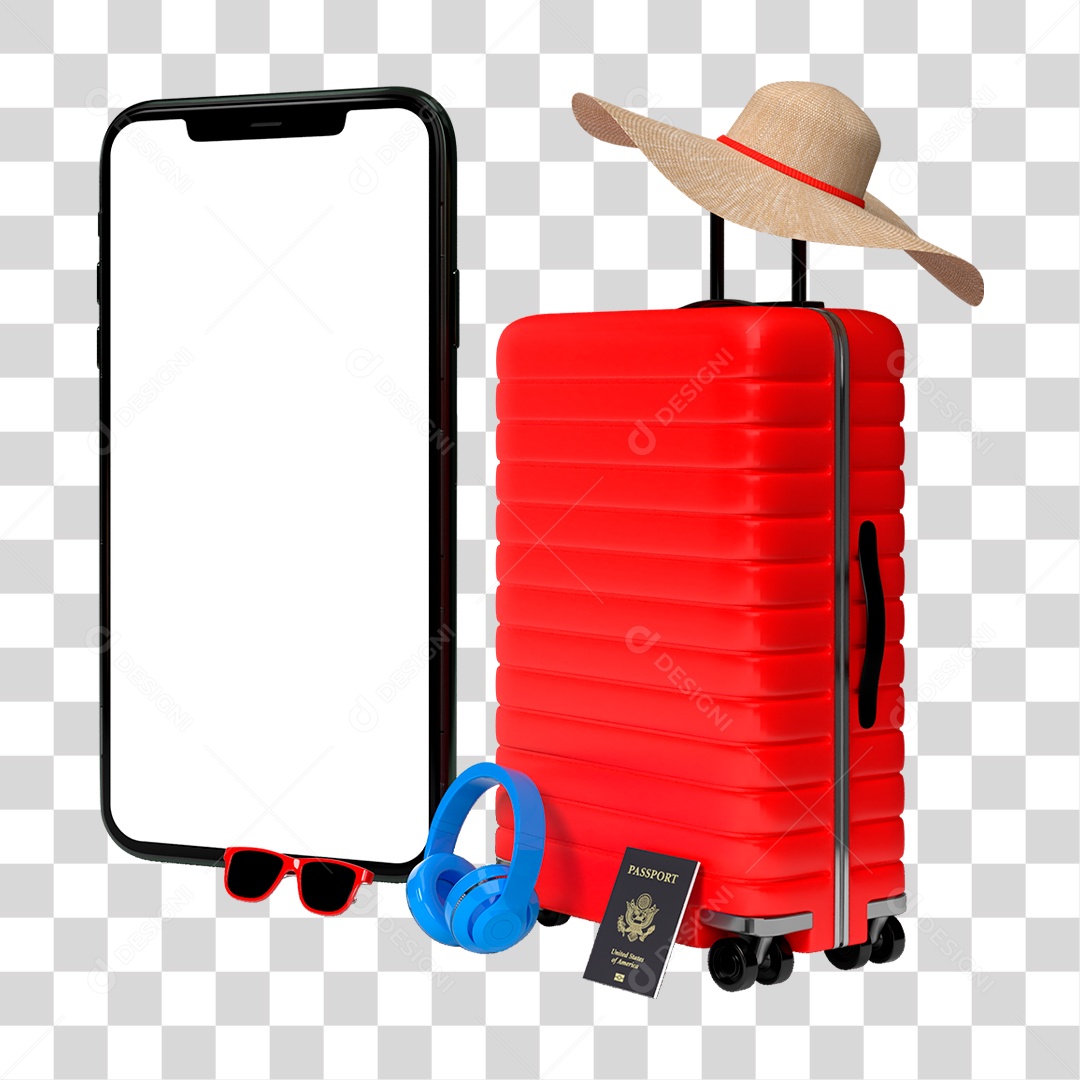Mala Vermelha PNG Transparente