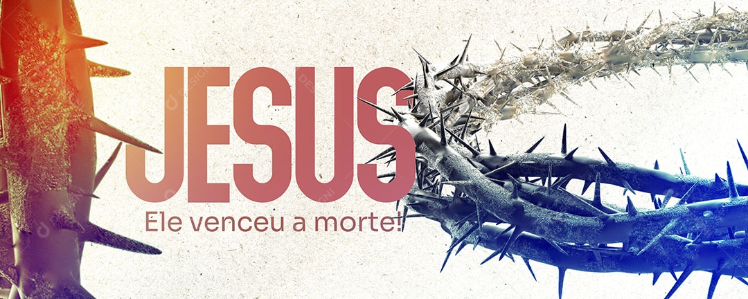 Banner Jesus Ele Venceu A Morte Semana Santa Social Media PSD Editável