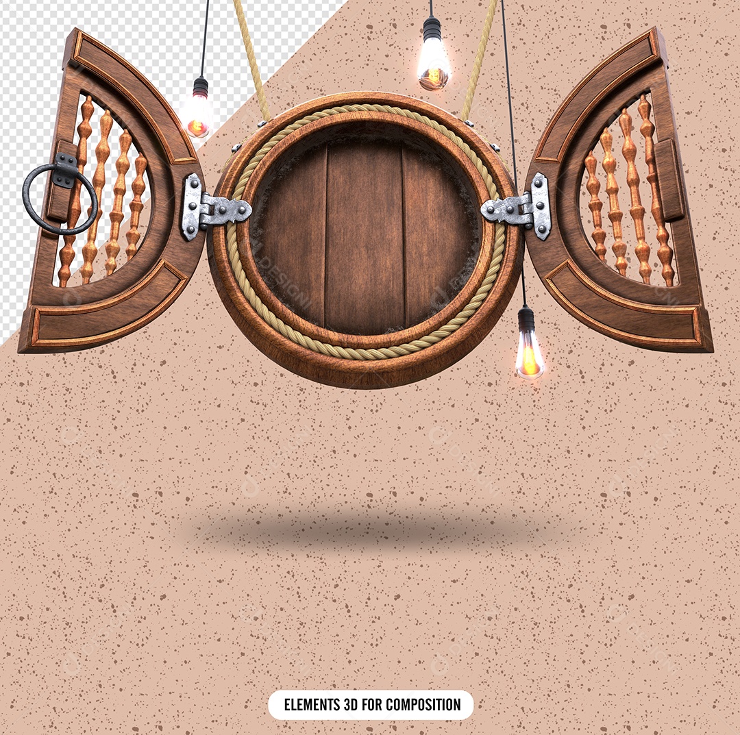 Elemento de Madeira Para Composição PSD