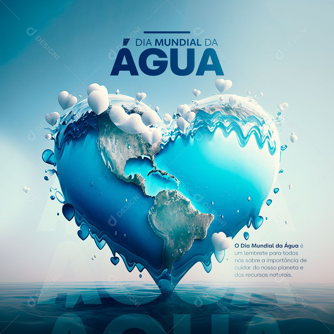Dia Mundial da Água é Um Lembrete Para Todos Nós Social Media PSD Editável