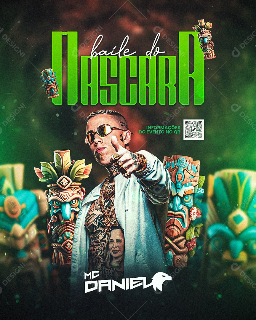 Flyer Baile do Mascara MC Daniel Social Media PSD Editável