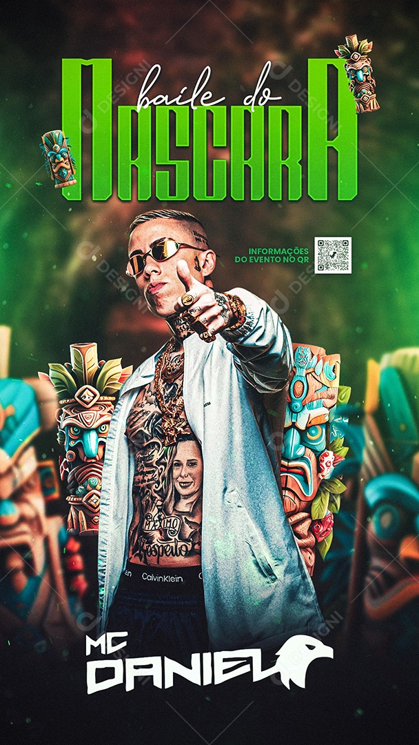Flyer Baile do Mascara MC Daniel Story Social Media PSD Editável