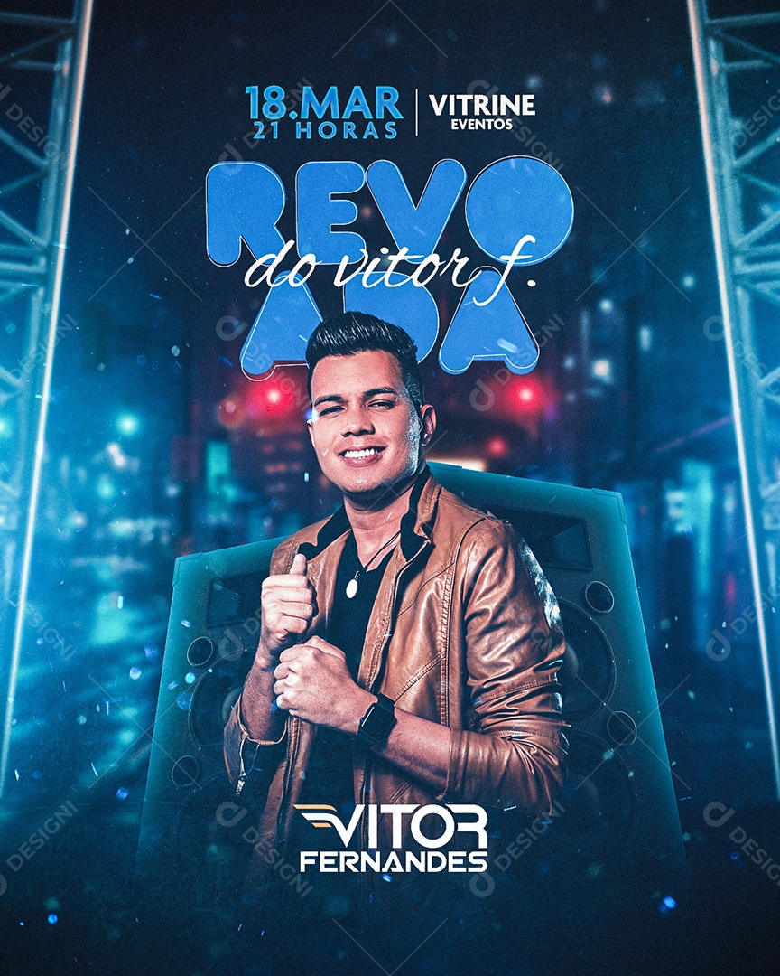 Flyer Show Revoada do Vitor Fernandes Social Media PSD Editável
