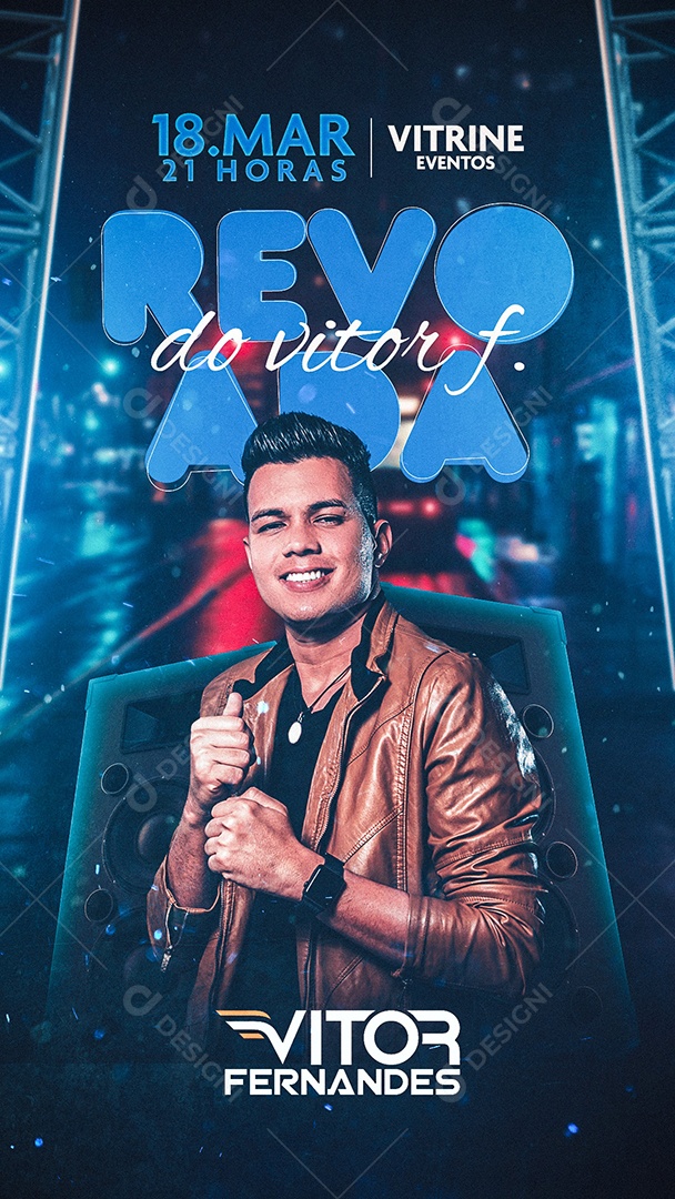 Flyer Show Revoada do Vitor Fernandes Story Social Media PSD Editável