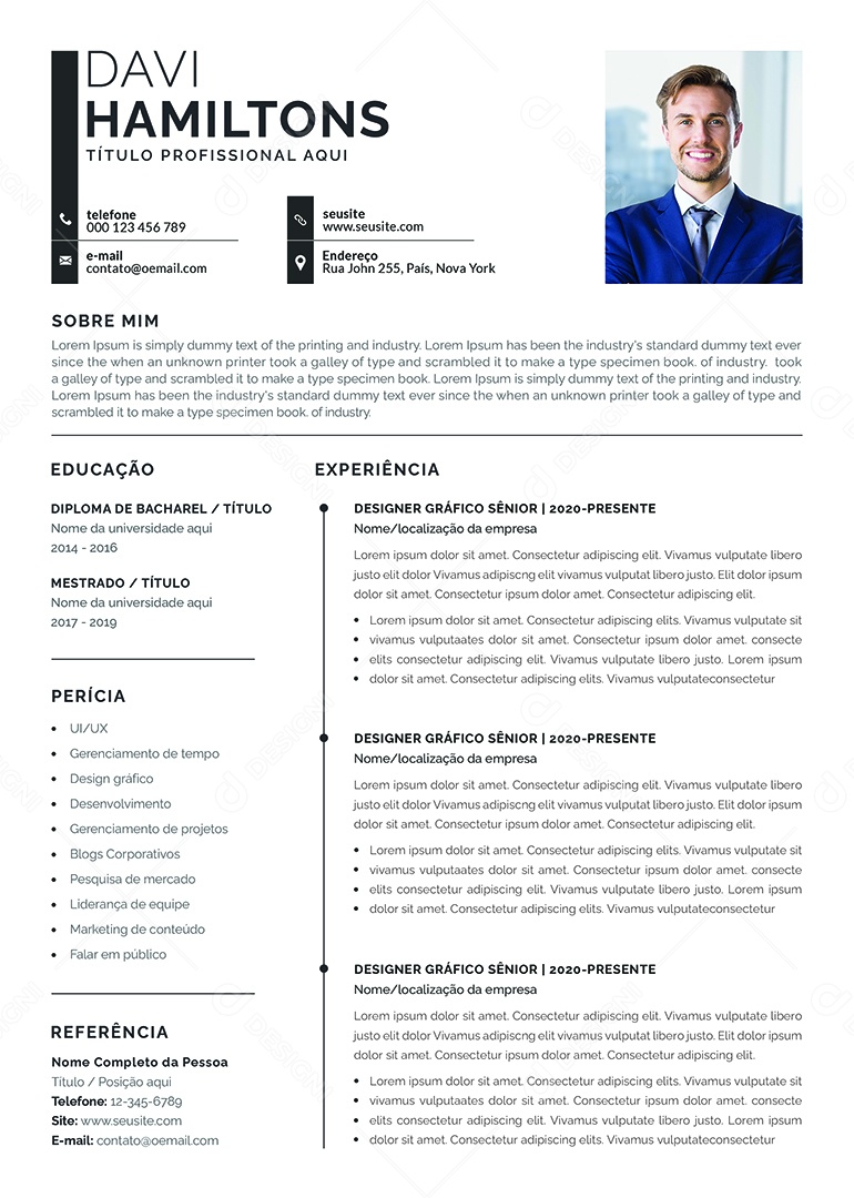 Modelo de Currículo Designer Gráfico PSD Editável