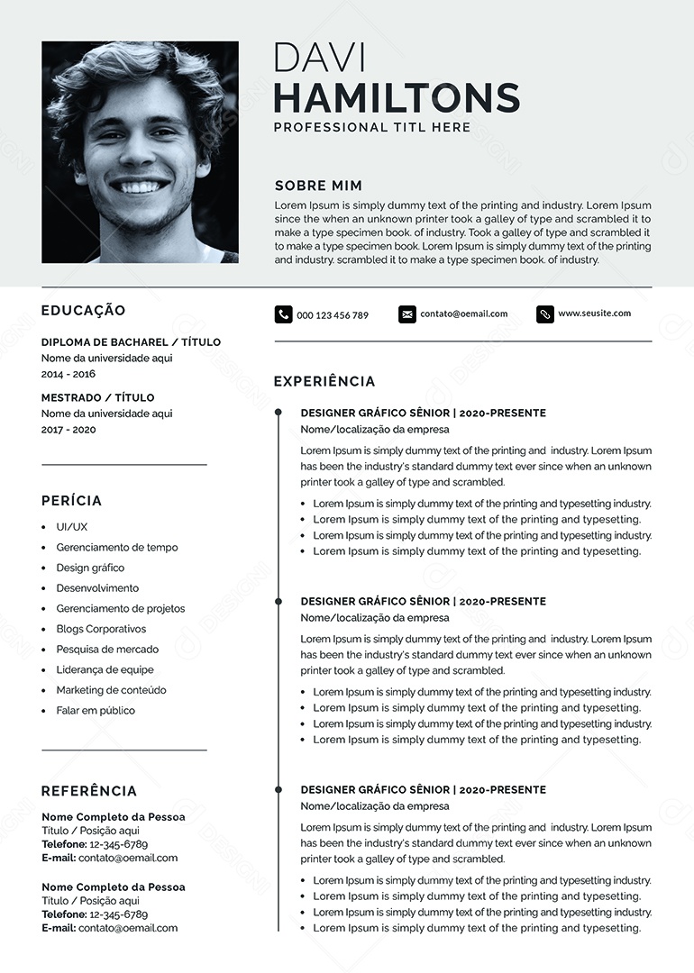 Modelo de Currículo Designer Gráfico PSD Editável