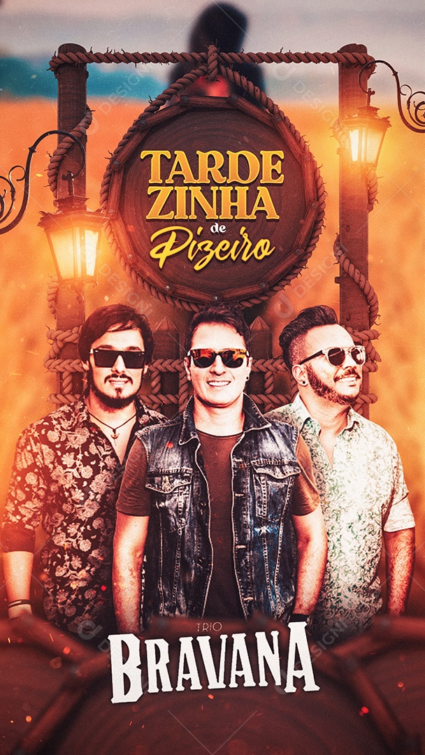 Flyer Tardezinha de Pizeiro Trio Bravana Story Social Media PSD Editável