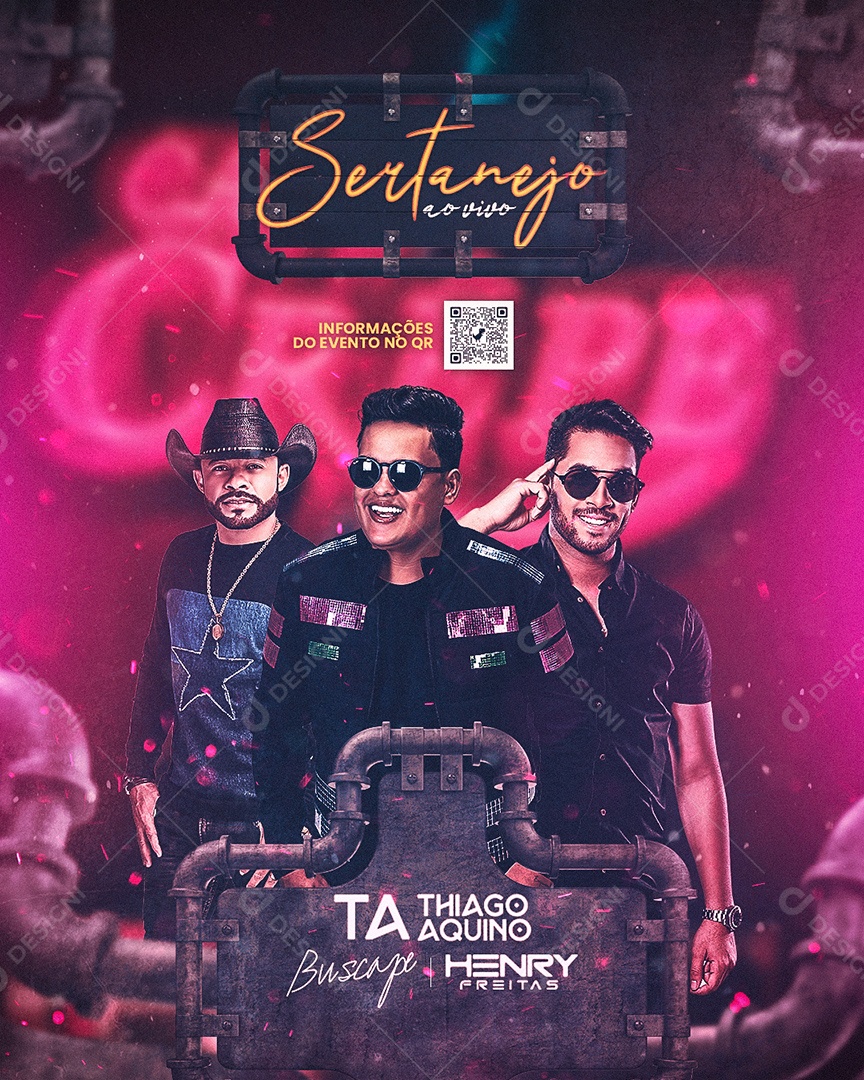 Flyer Show Sertanejo Cantores Social Media PSD Editável
