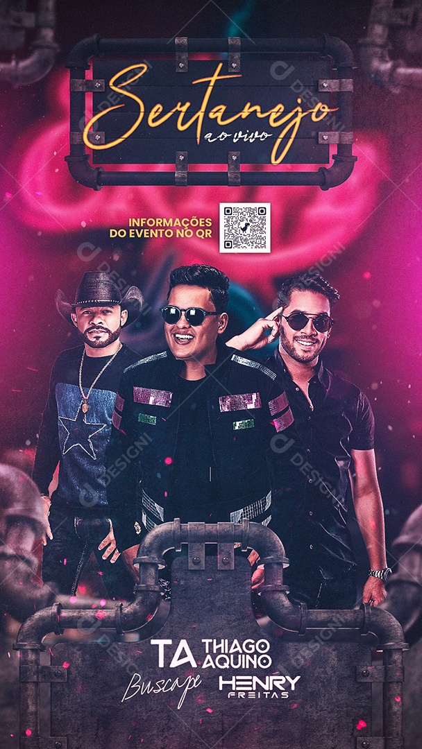 Flyer Show Sertanejo Cantores Social Media PSD Editável