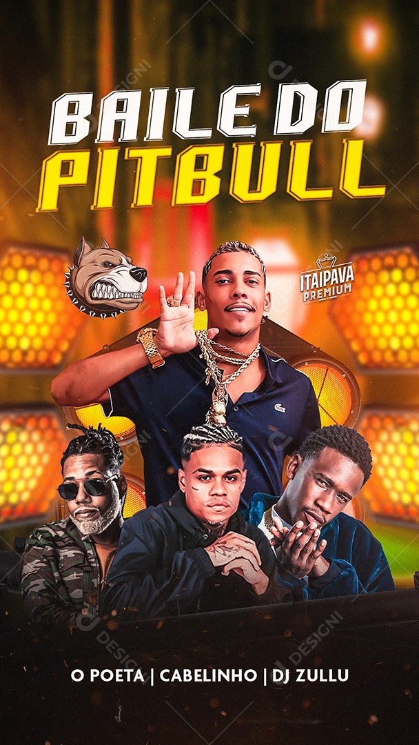 Flyer Show Baile do Pitbull Story Social Media PSD Editável