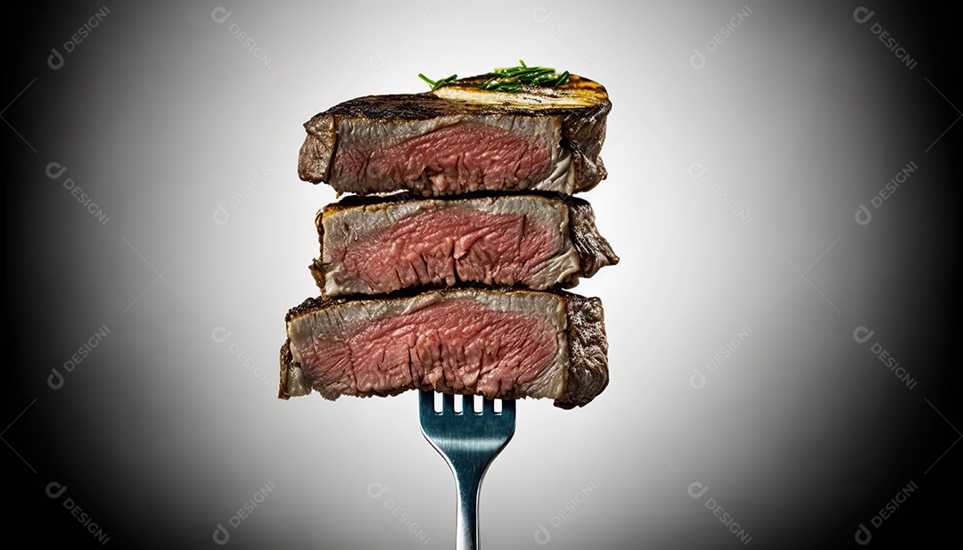 Pessoa cortando uma fatia de bife malpassado
