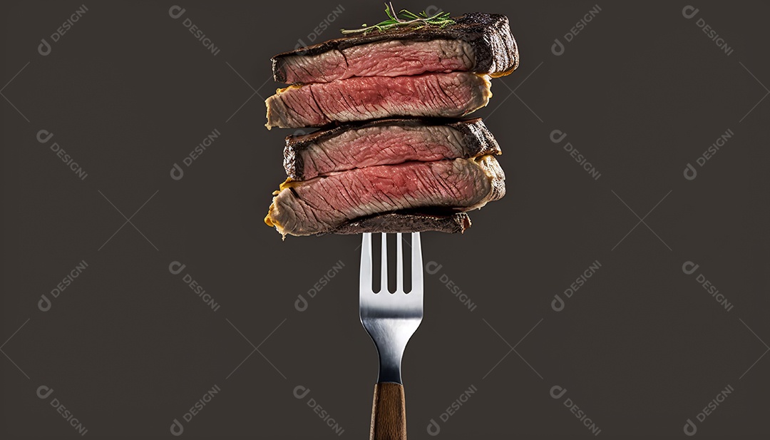 Pessoa cortando uma fatia de bife malpassado