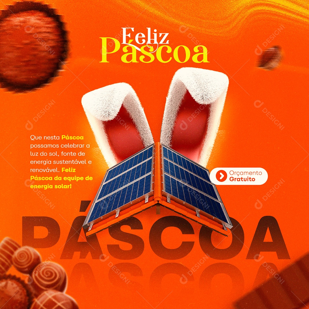 Feliz Páscoa Orçamento Gratuito Energia Solar Social Media PSD Editável