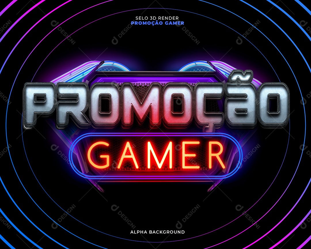 Promoção Gamer Selo 3D Neon Para Composição PSD