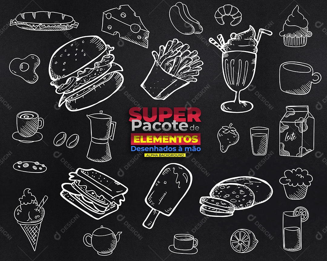 Super Pacote de Elementos Desenhados à Mão PSD