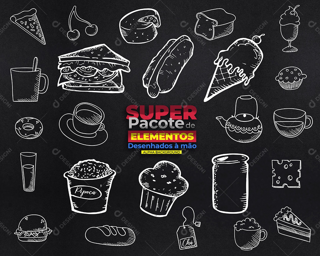 Super Pacote de Elementos Desenhados à Mão PSD