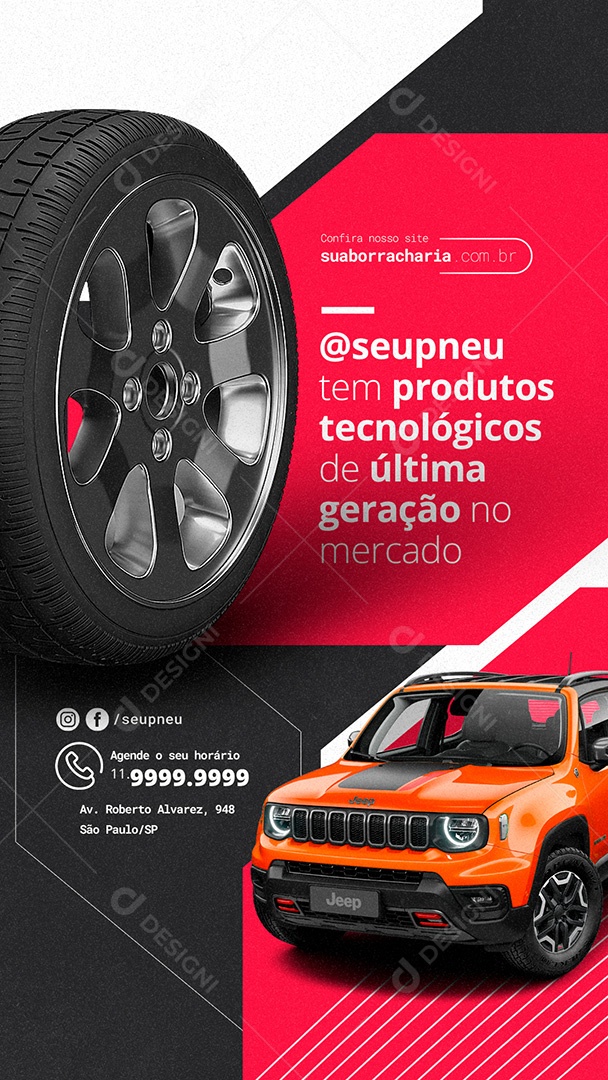 Story Tem Produtos Tecnológicos De Última Geração No Mercado Loja de Pneu PSD Editável