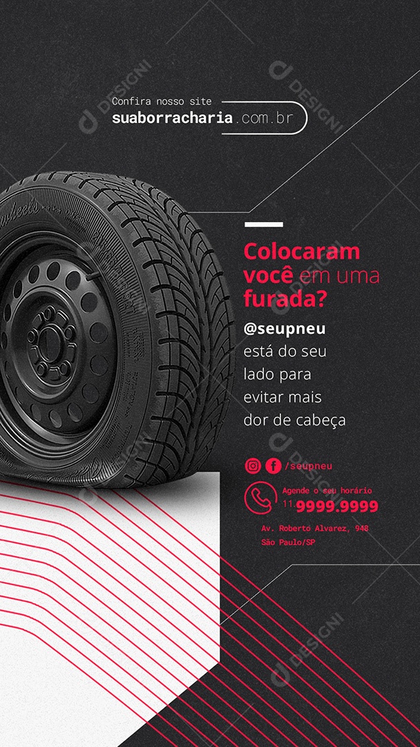 Story Colocaram Você Em Uma Furada Loja de Pneu Borracharia Social Media PSD Editável