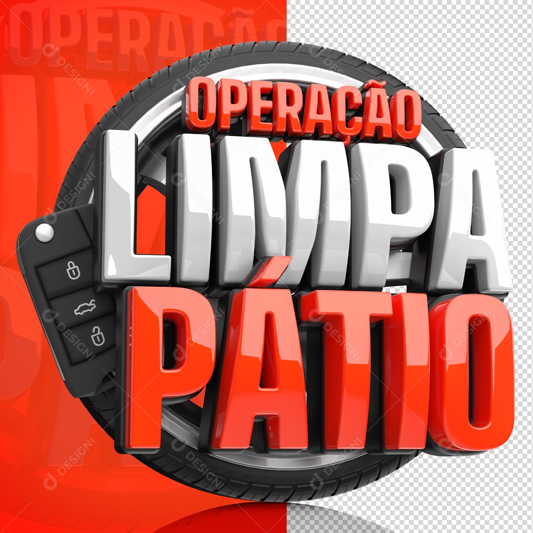 Operação Limpa Pátio Selo 3D Azul e Branco Para Composição PSD