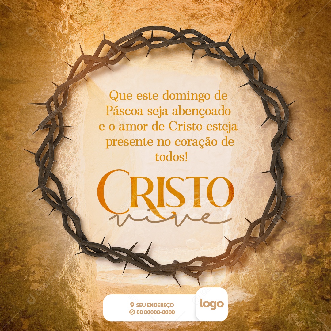Que Este Domingo De Páscoa Seja Abençoado Cristo Vive Páscoa Social Media PSD Editável