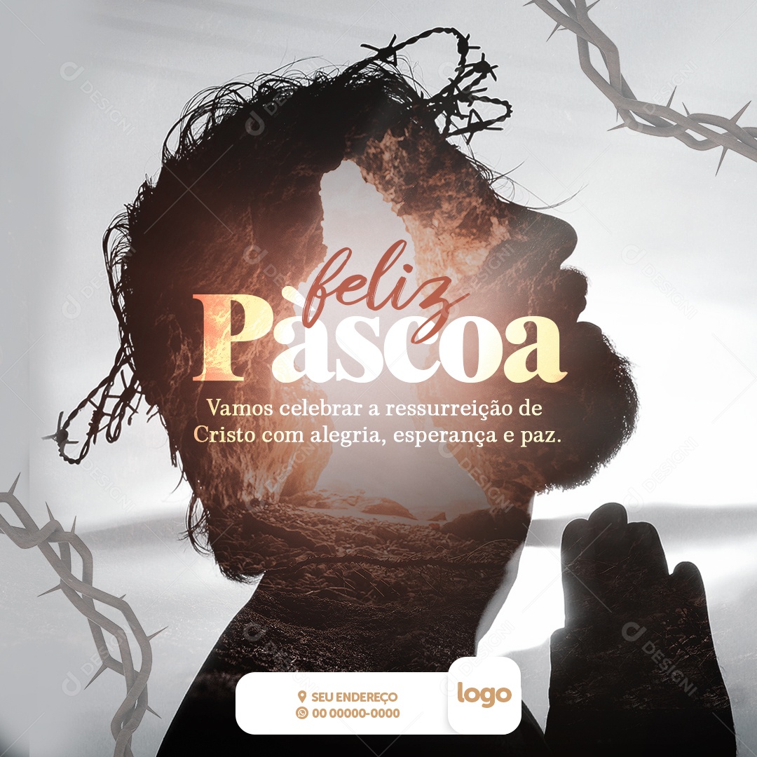 Vamos Celebrar A Ressureição De Cristo Com Alegria Feliz Páscoa Social Media PSD Editável