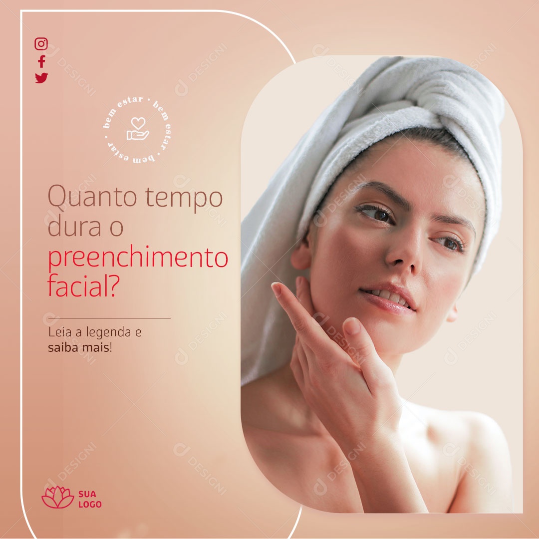 Quanto Tempo Dura o Preenchimento Facial Social Media PSD Editável