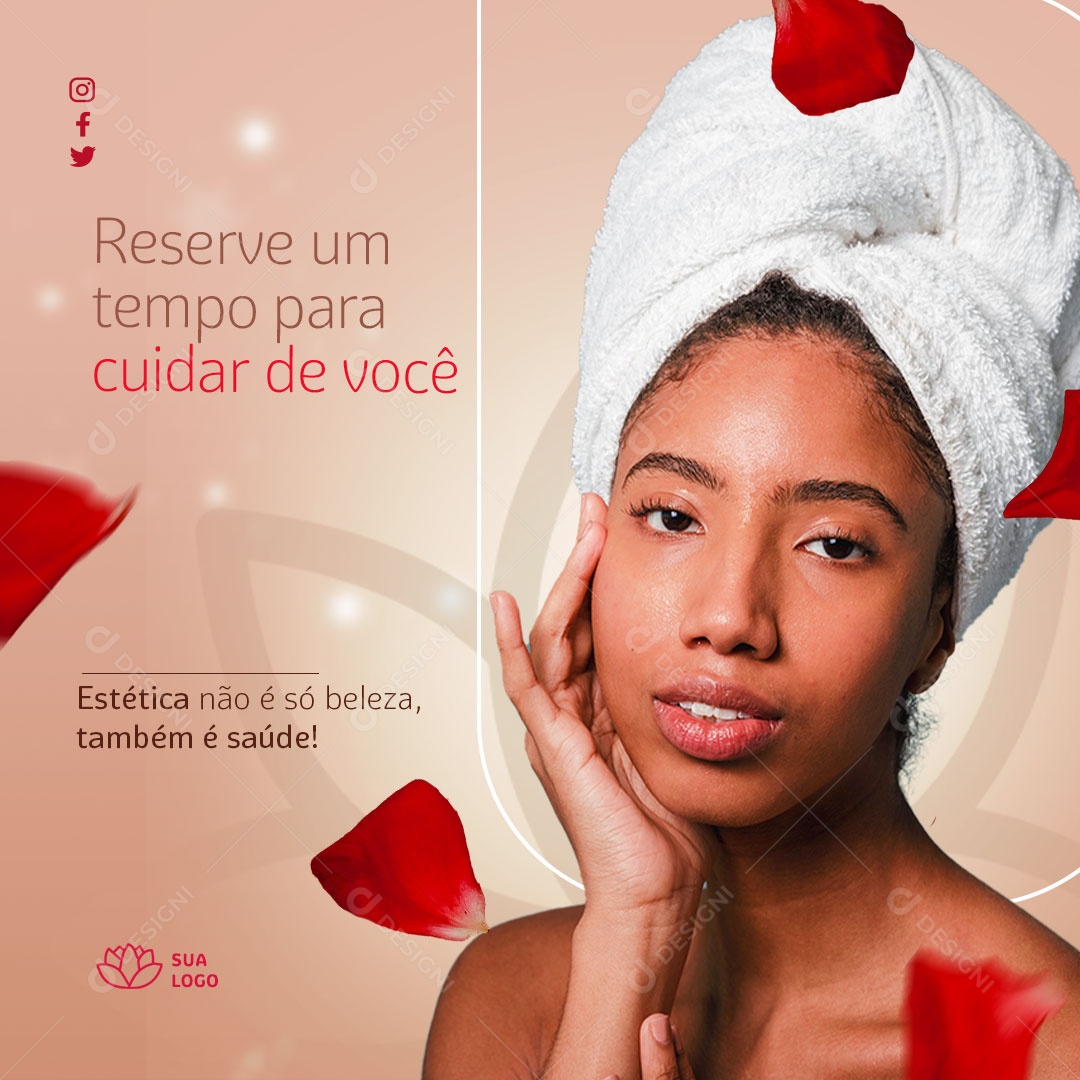 Reserve um Tempo Para Cuidar de Você Social Media PSD Editável