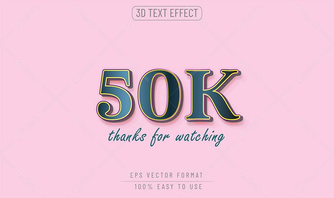 Efeito de Texto 3D 50K Vetor EPS