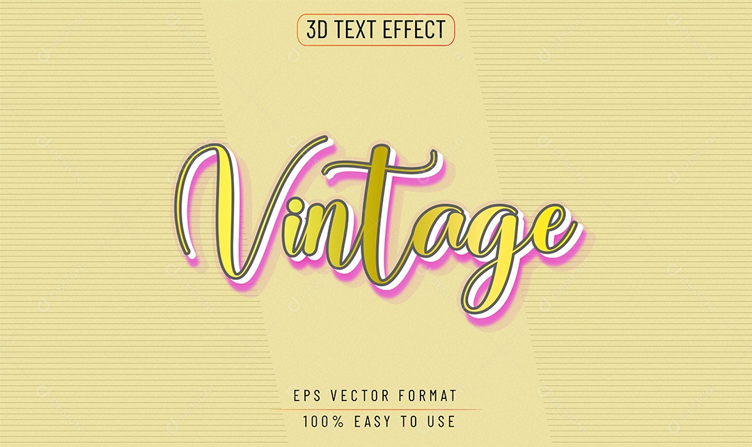 Efeito de Texto 3D Vintage Dourado Vetor EPS