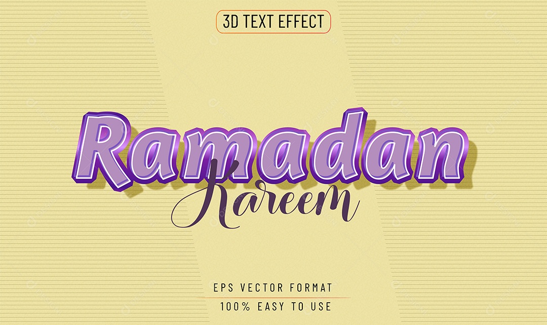 Efeito de Texto 3D Ramadan Kareem Vetor EPS