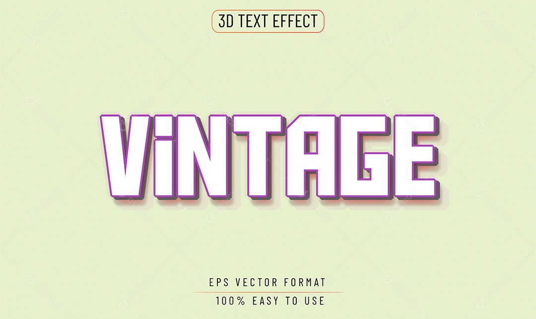 Efeito de Texto 3D Vintage Vetor EPS