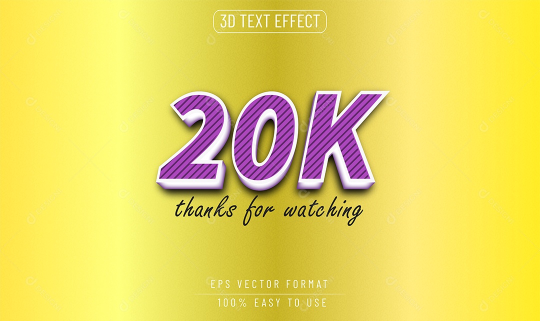 Efeito de Texto 3D 20 K Vetor EPS