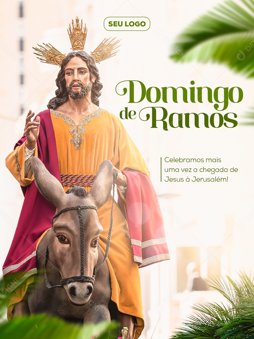 Domingo de Ramos Celebrado Mais Uma Vez A Chegada De Jesus à Jerusalém Social Media PSD Editável