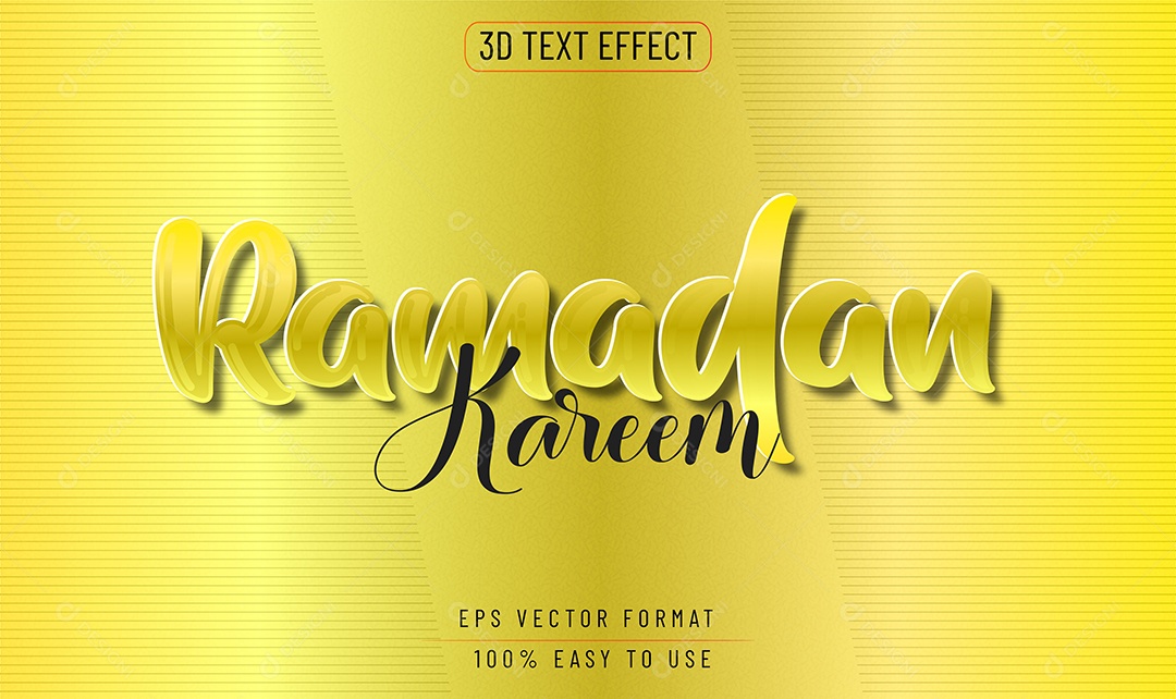 Efeito de Texto 3D Ramadan Kareem Dourado Vetor EPS