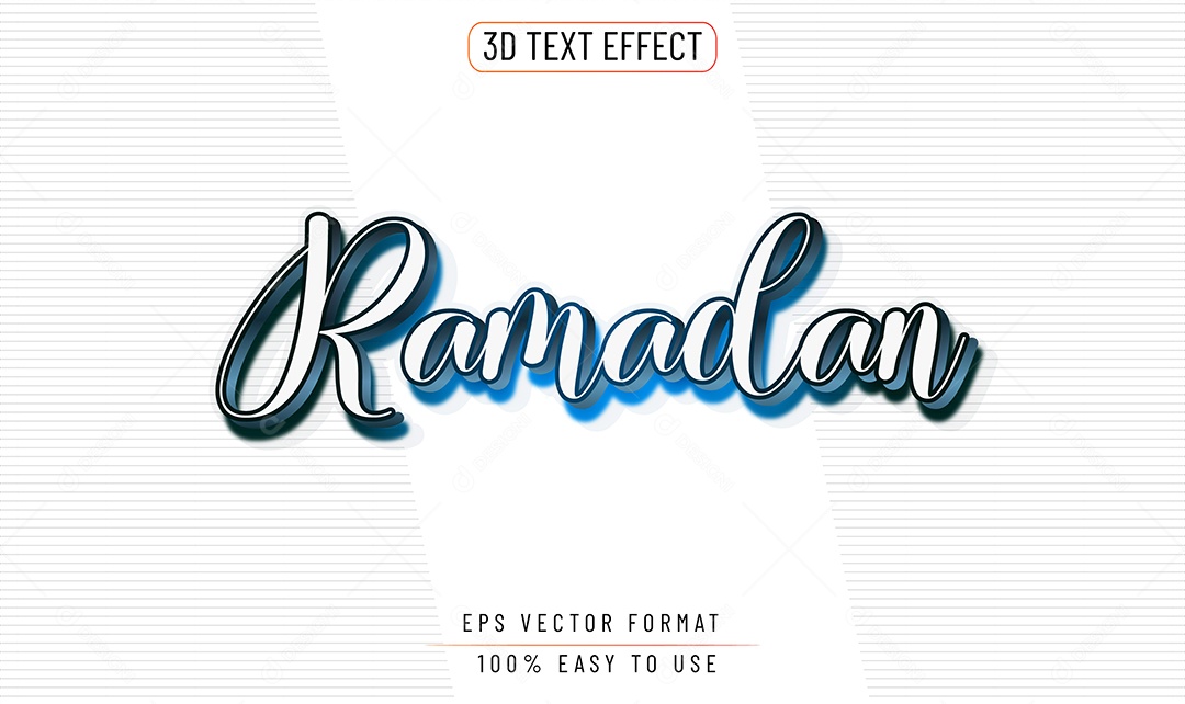 Efeito de Texto 3D Ramadan Kareem Vetor EPS