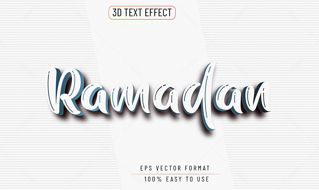 Efeito de Texto 3D Ramadan Kareem Branco Vetor EPS