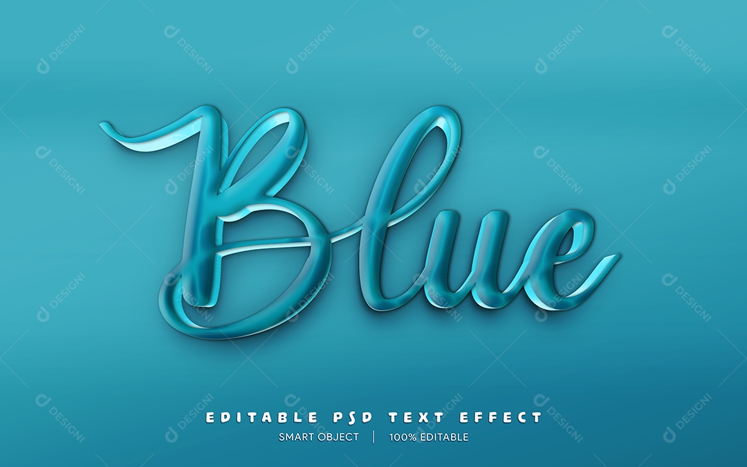 Efeito de Texto 3D Blue PSD Editável